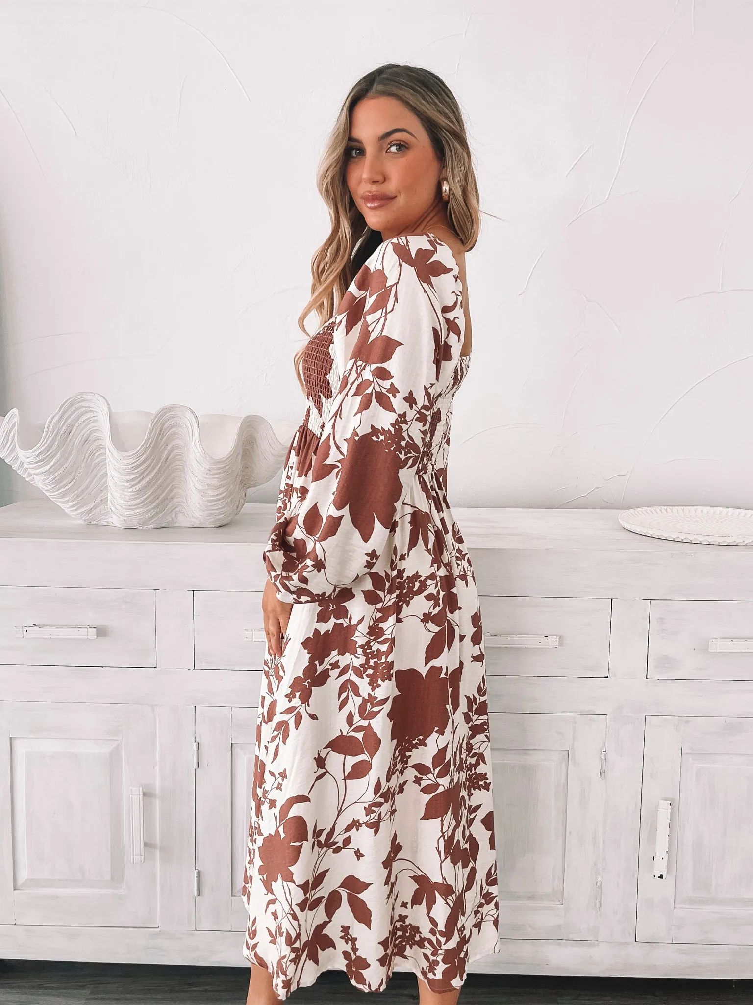 Corena Dress - Tan Print