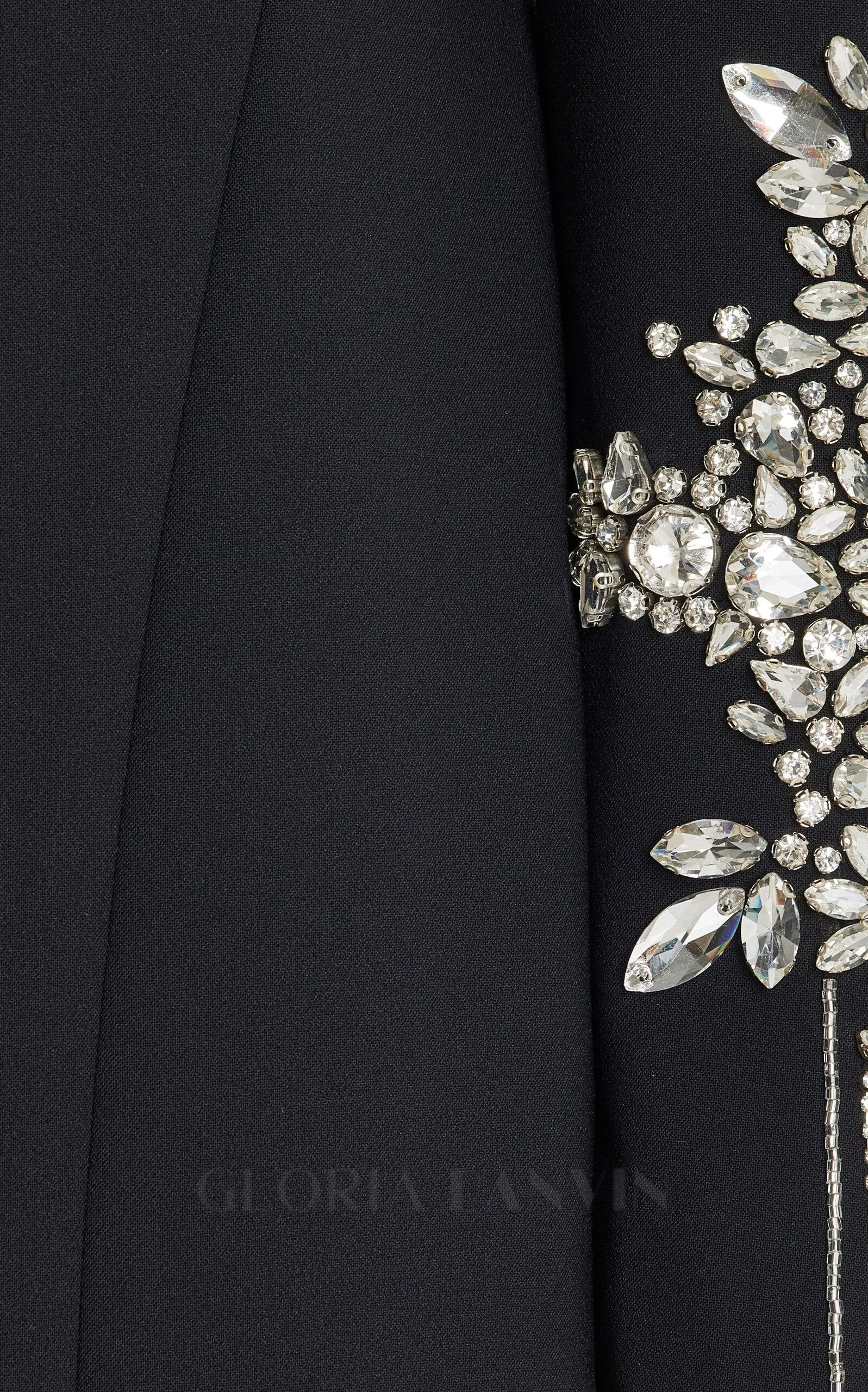 Crystal-Embellished Crepe Gown in black Gloria Lanvin