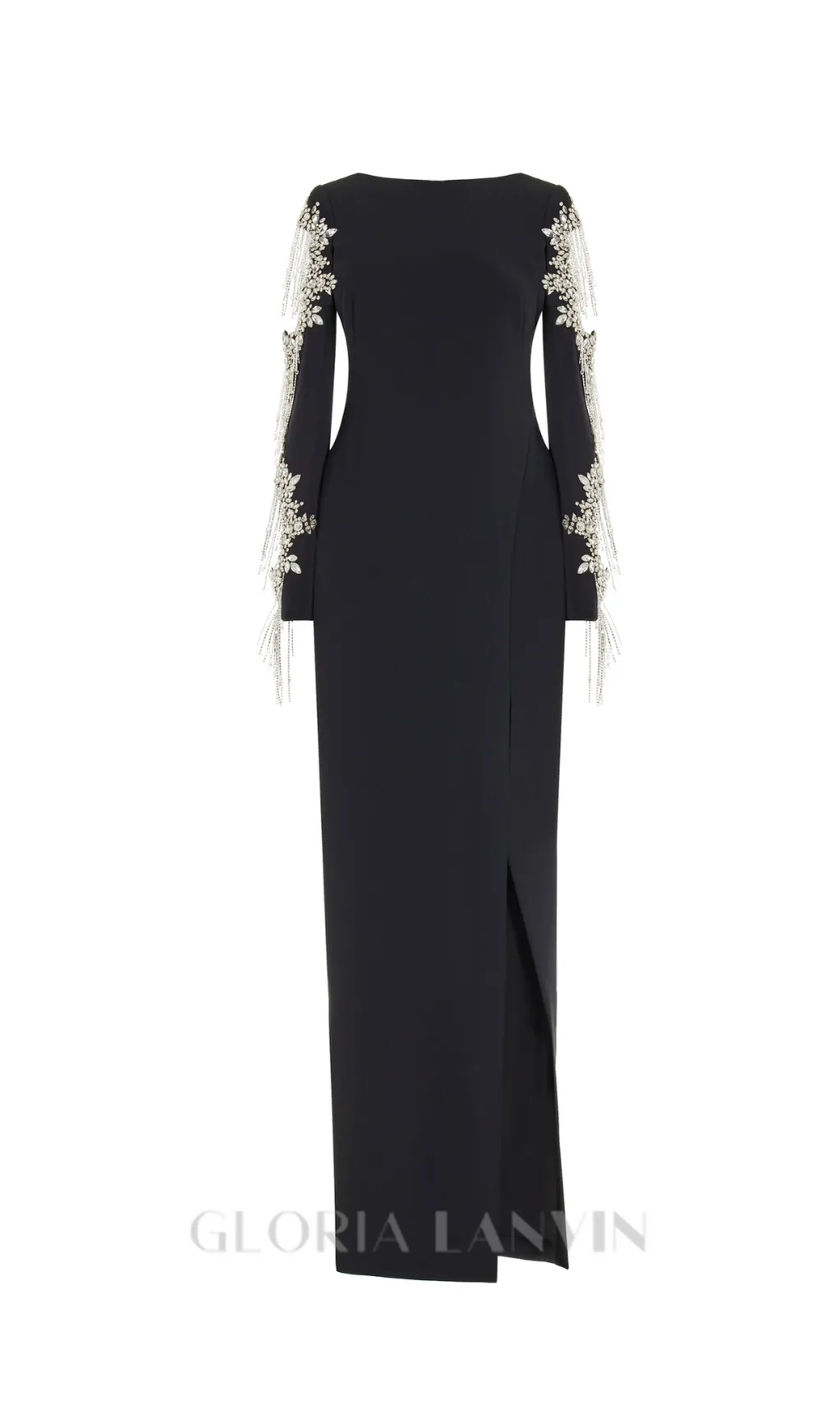 Crystal-Embellished Crepe Gown in black Gloria Lanvin