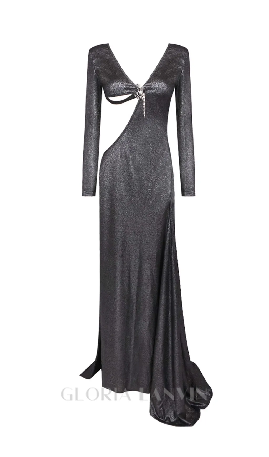 CUT OUT BACKLESS GOWN IN BLACK Gloria Lanvin