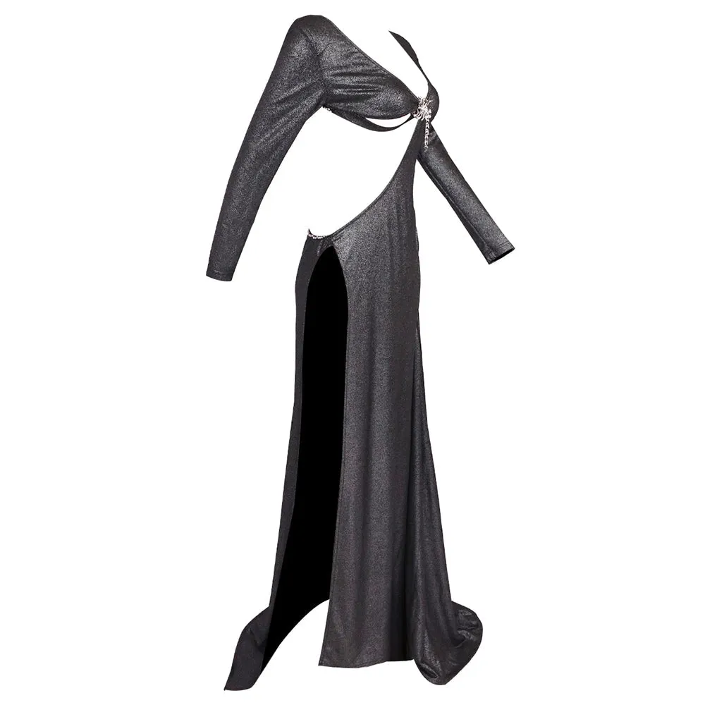 CUT OUT BACKLESS GOWN IN BLACK Gloria Lanvin