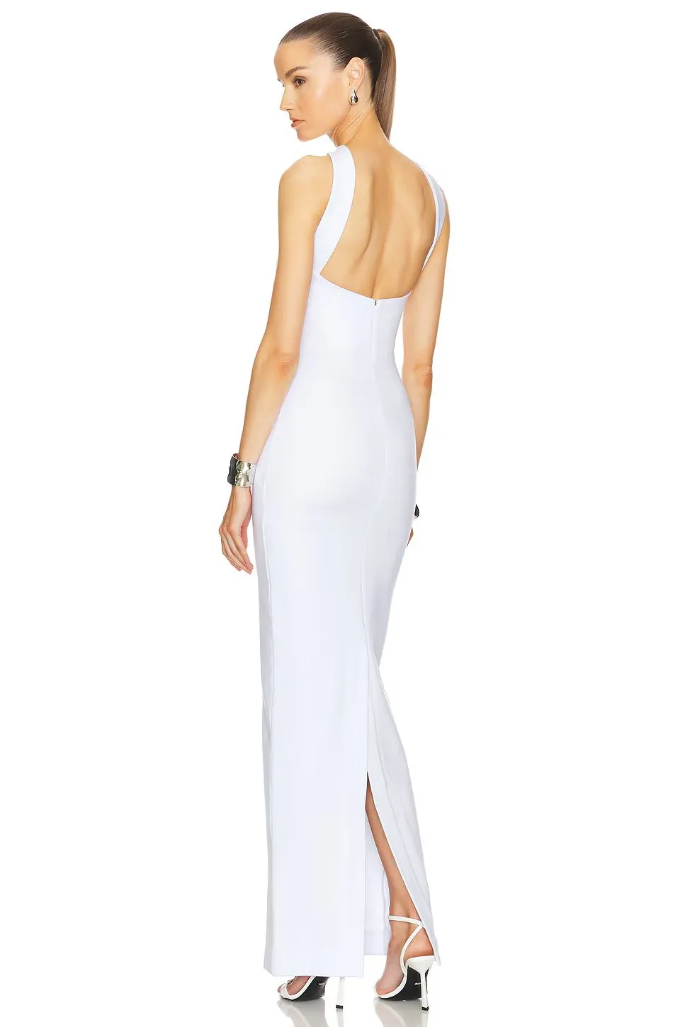 CUTOUT HALTER BACKLESS DRESS IN WHITE Gloria Lanvin