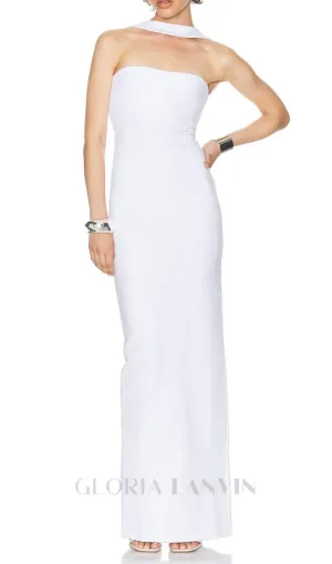 CUTOUT HALTER BACKLESS DRESS IN WHITE Gloria Lanvin