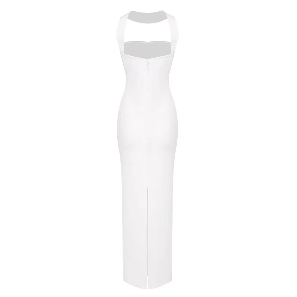 CUTOUT HALTER BACKLESS DRESS IN WHITE Gloria Lanvin