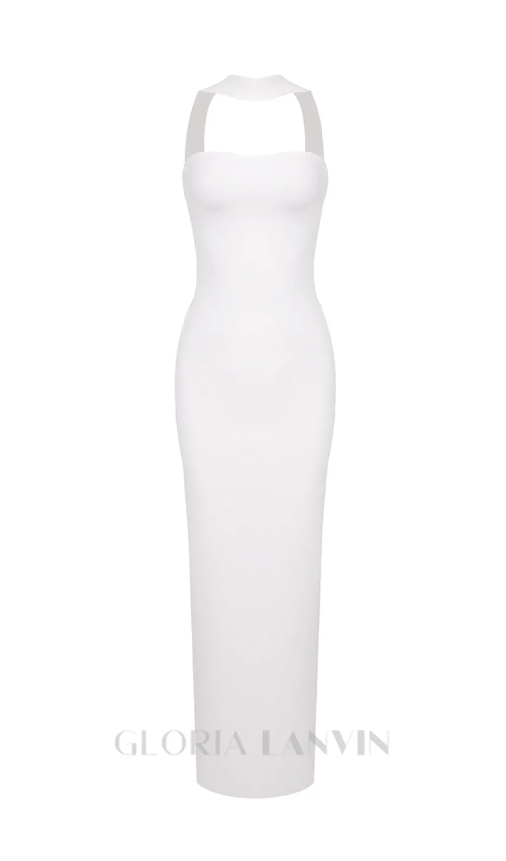 CUTOUT HALTER BACKLESS DRESS IN WHITE Gloria Lanvin