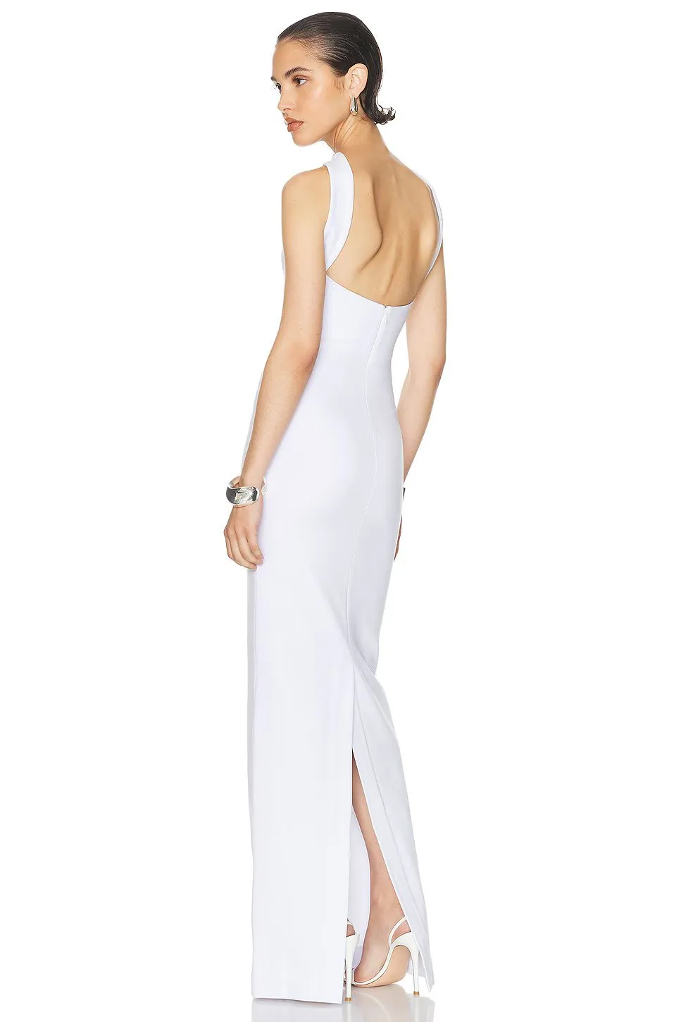 CUTOUT HALTER BACKLESS DRESS IN WHITE Gloria Lanvin