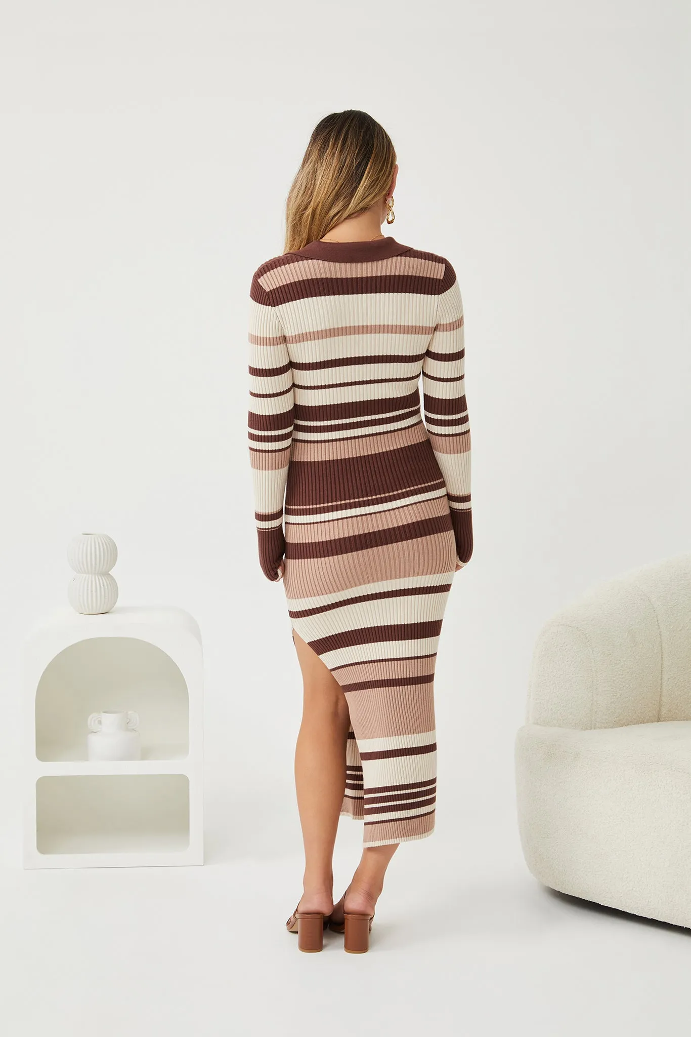 Denese Knit Dress - Chocolate Stripe
