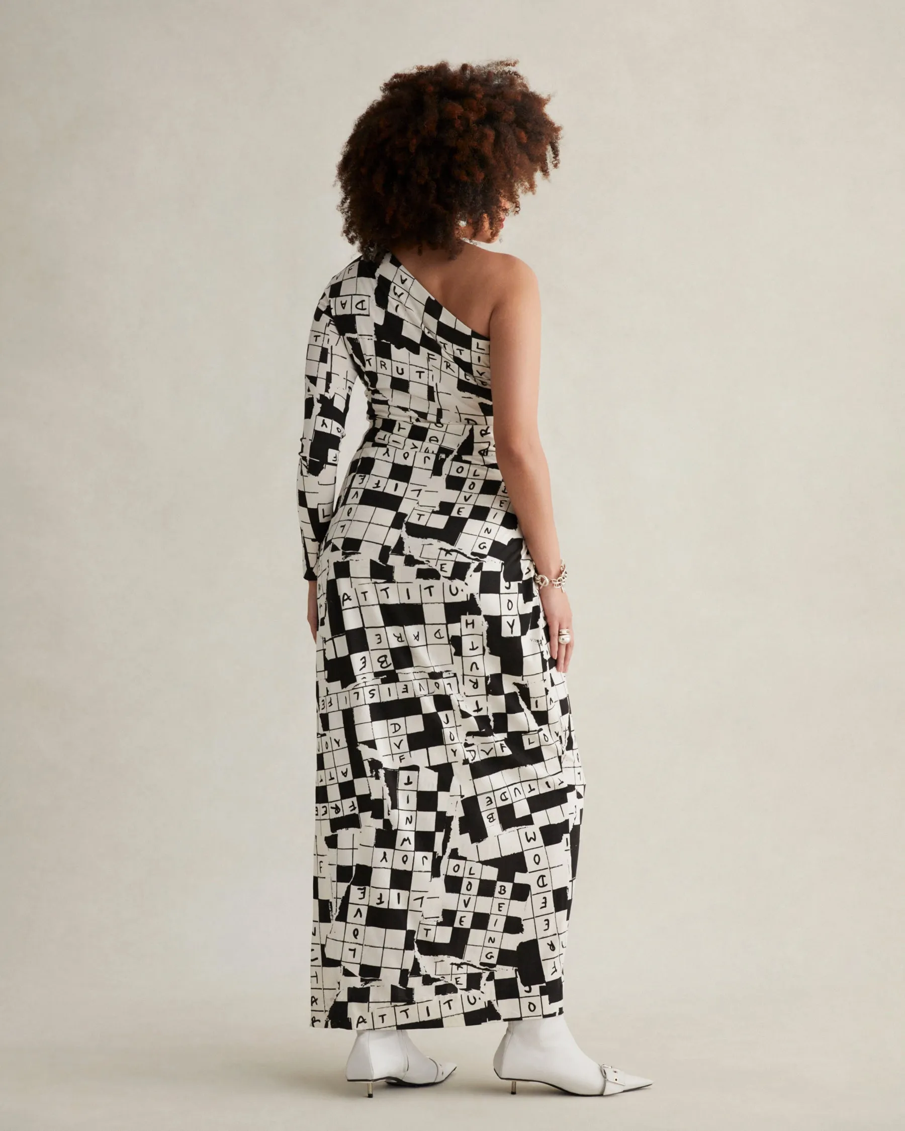 DVFCOCO DRESS DVF 50TH CROSS WORD IVORY MED