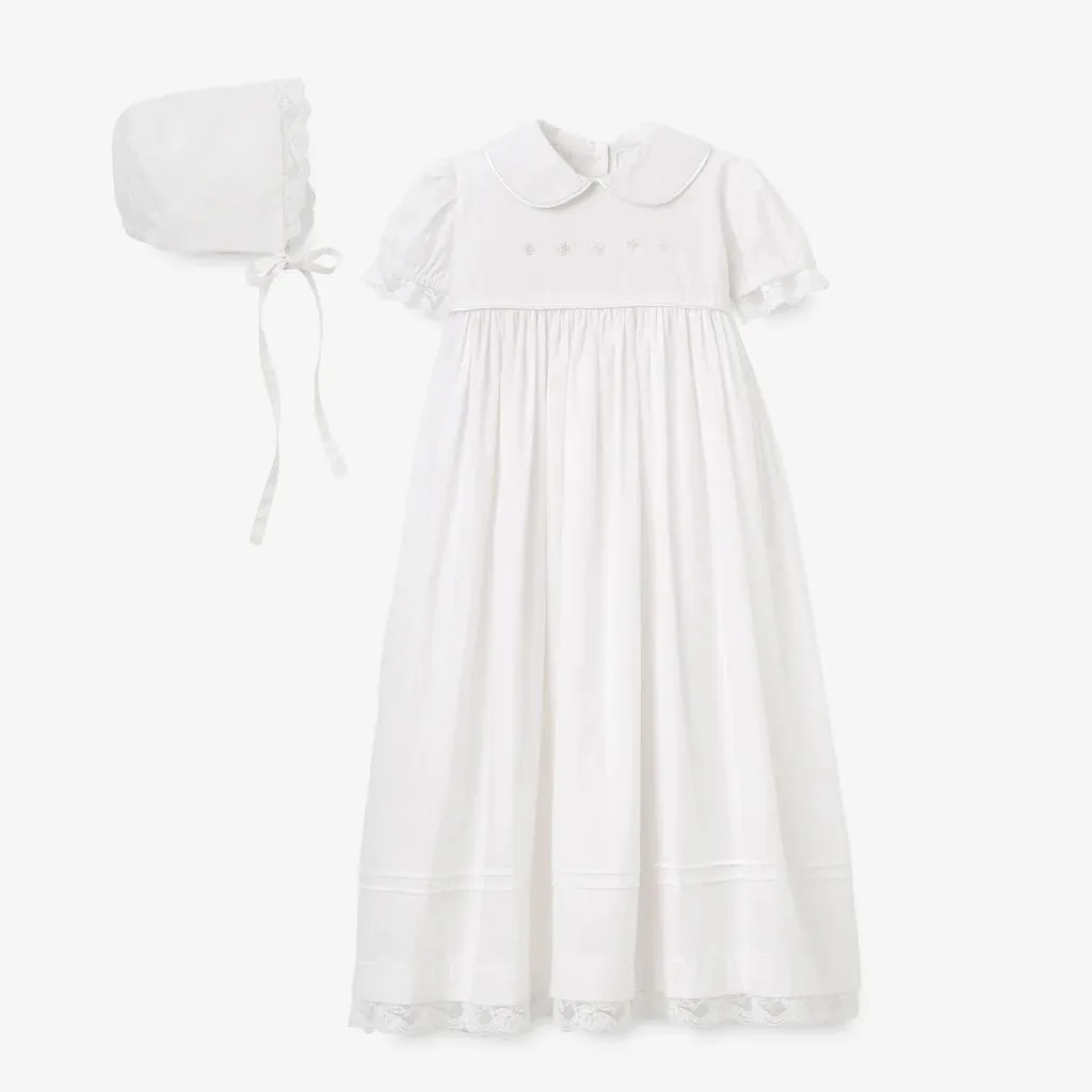 Elegant Baby Girls' Gown & Bonnet Christening Gift Set- White