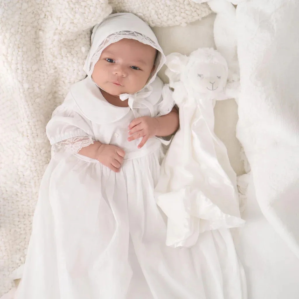 Elegant Baby Girls' Gown & Bonnet Christening Gift Set- White