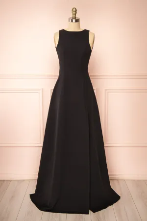 Elenova Black | High Neck Gown w/ Train