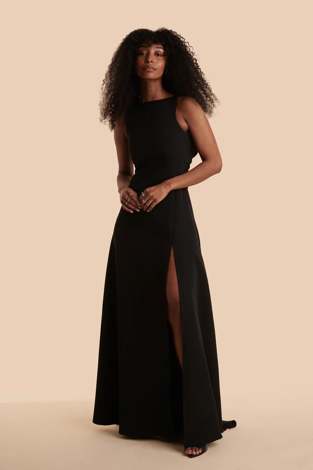 Elenova Black | High Neck Gown w/ Train