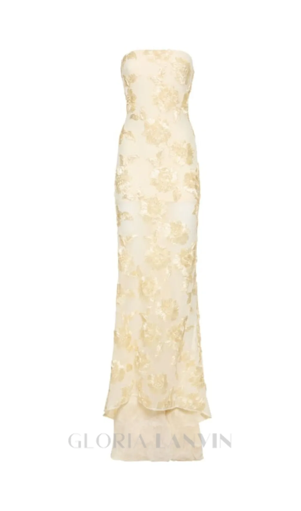 EMBROIDERED STRAPLESS GOWN IN APRICOT Gloria Lanvin