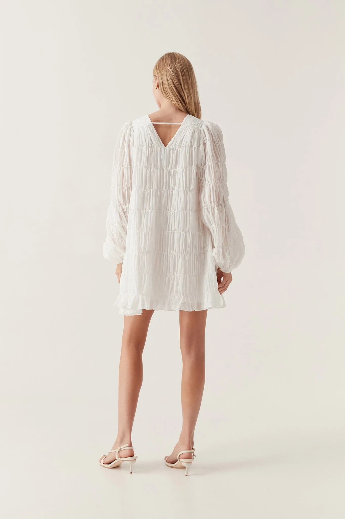 Evelina Ruched Mini Dress - Ivory