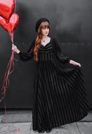 Foxblood - Victoria Striped Mesh Gown Black - Dress