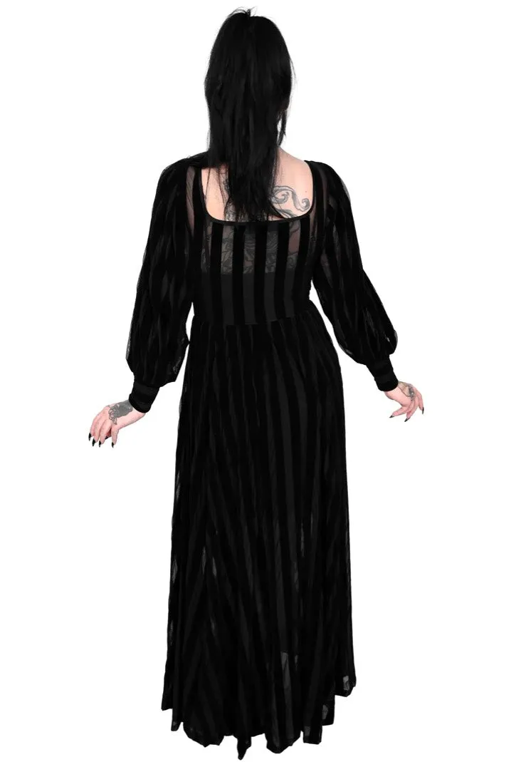 Foxblood - Victoria Striped Mesh Gown Black - Dress