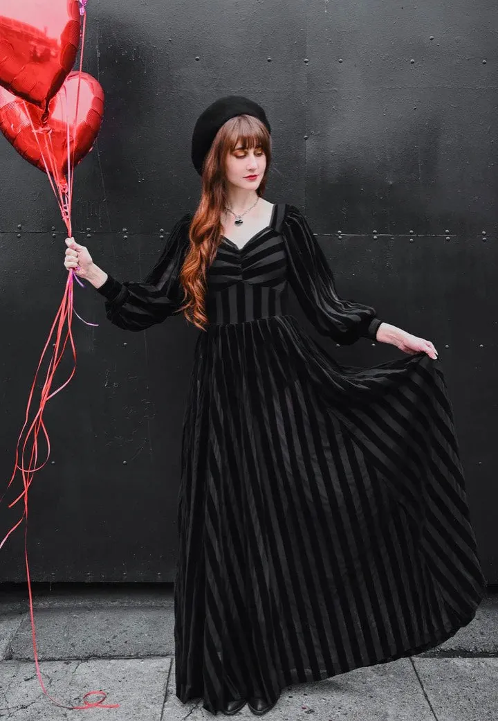Foxblood - Victoria Striped Mesh Gown Black - Dress