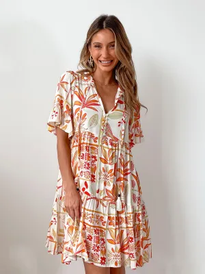 Francess Dress - Peach Print