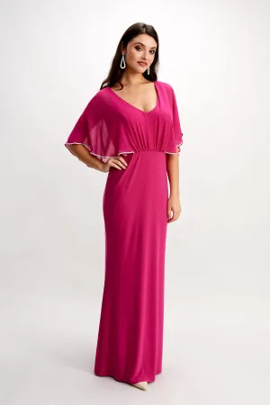 Frank Lyman - Chiffon Bodice And Metallic Trim Gown - 248026 - Magenta