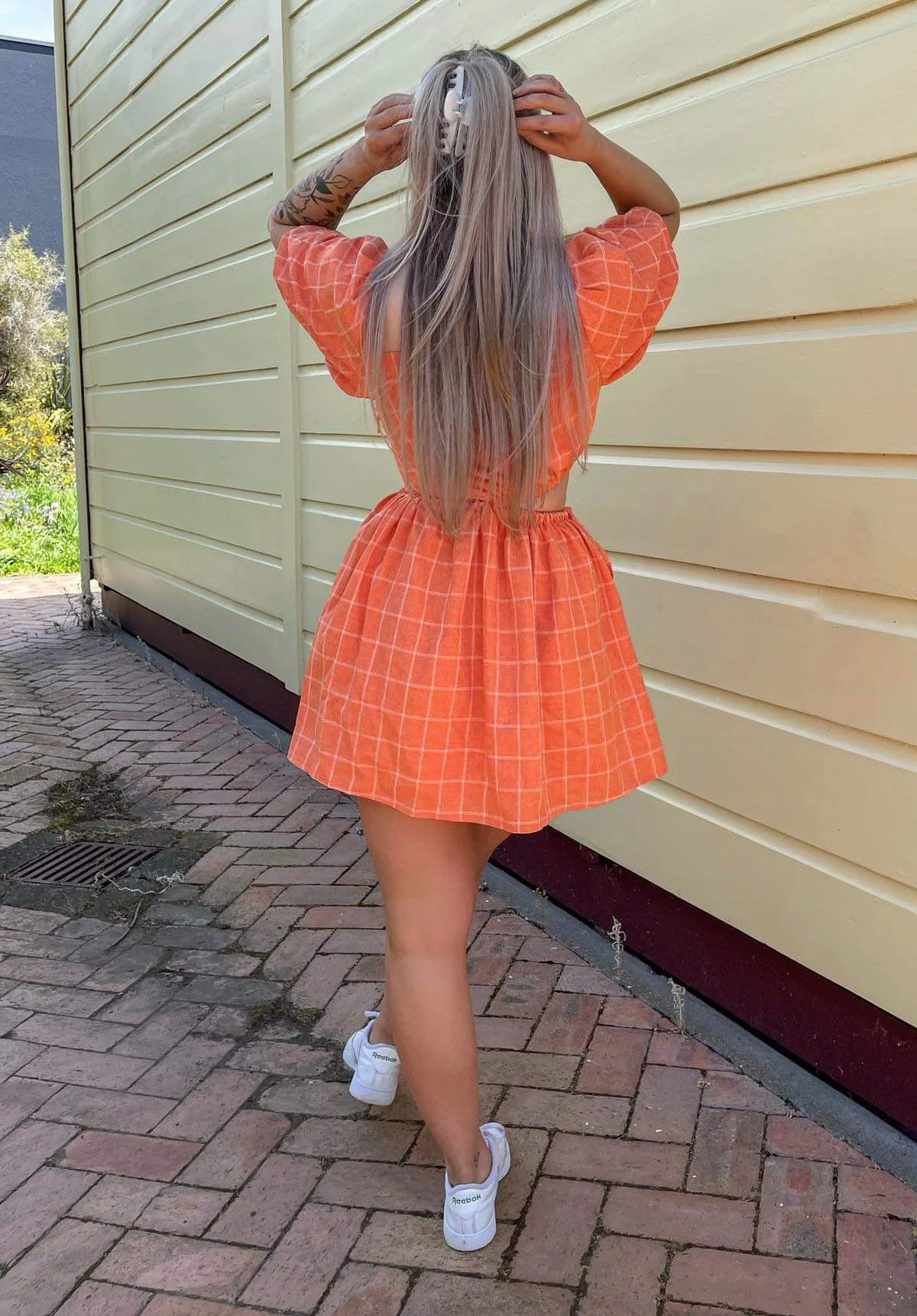 Gabriella Asymmetrical Mini Dress - Sunkissed Plaid