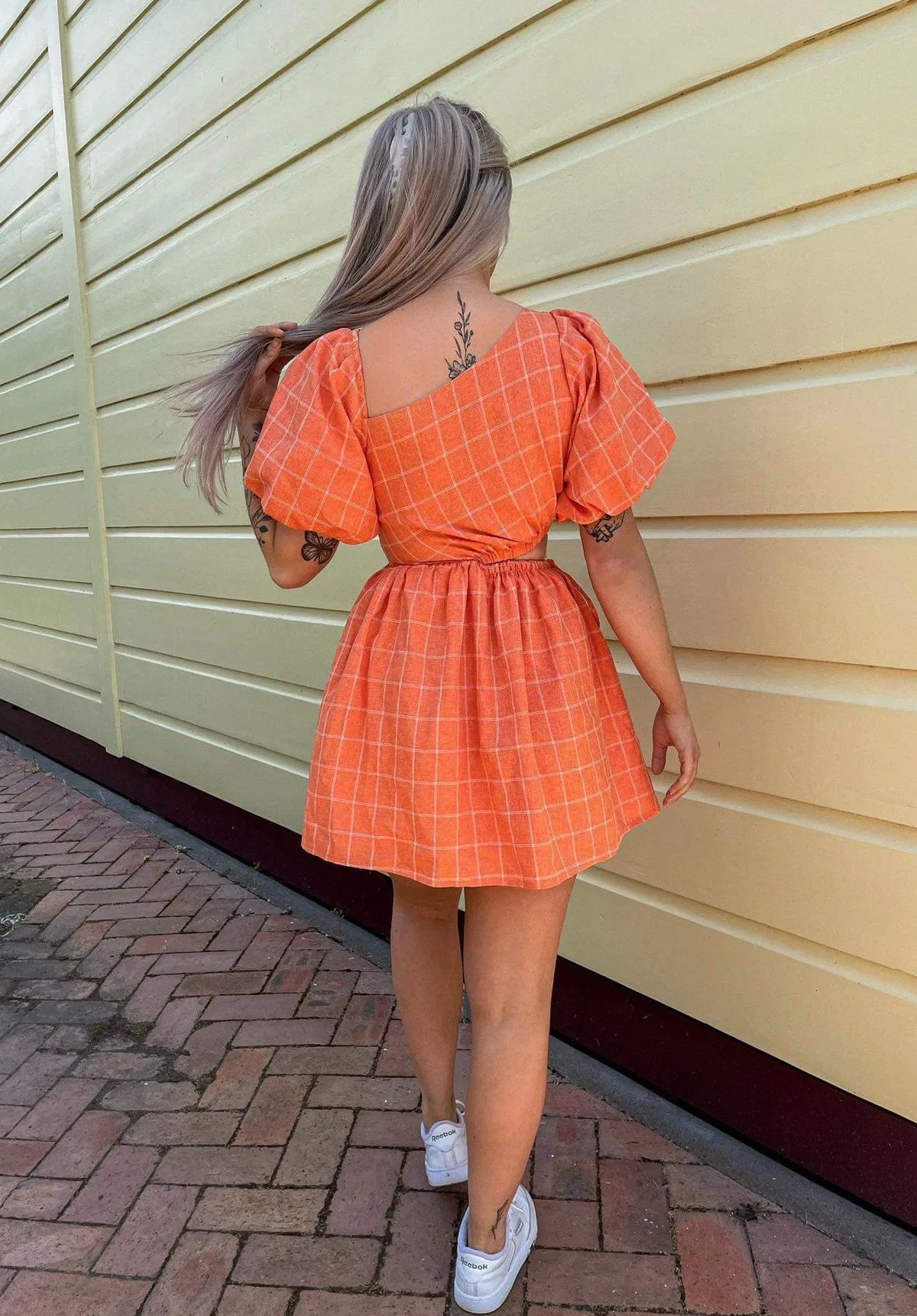 Gabriella Asymmetrical Mini Dress - Sunkissed Plaid