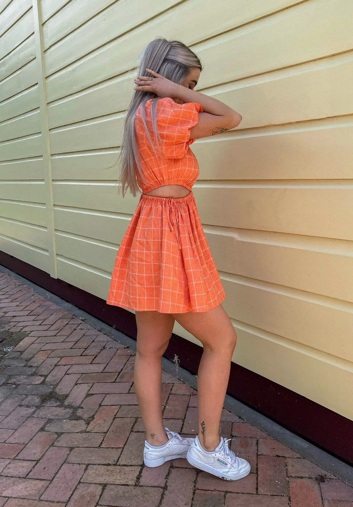 Gabriella Asymmetrical Mini Dress - Sunkissed Plaid