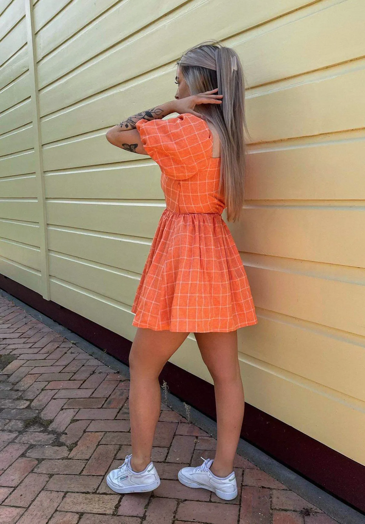 Gabriella Asymmetrical Mini Dress - Sunkissed Plaid