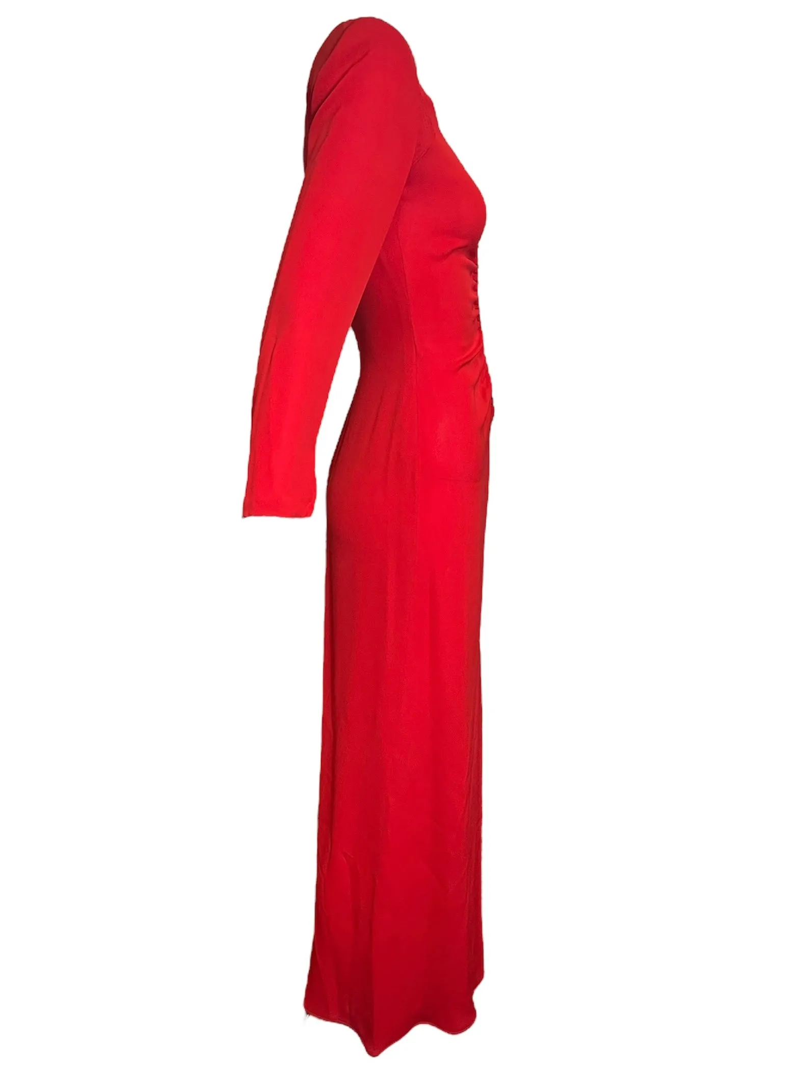 Galanos 1980’s Red Silk Shirred Front Gown