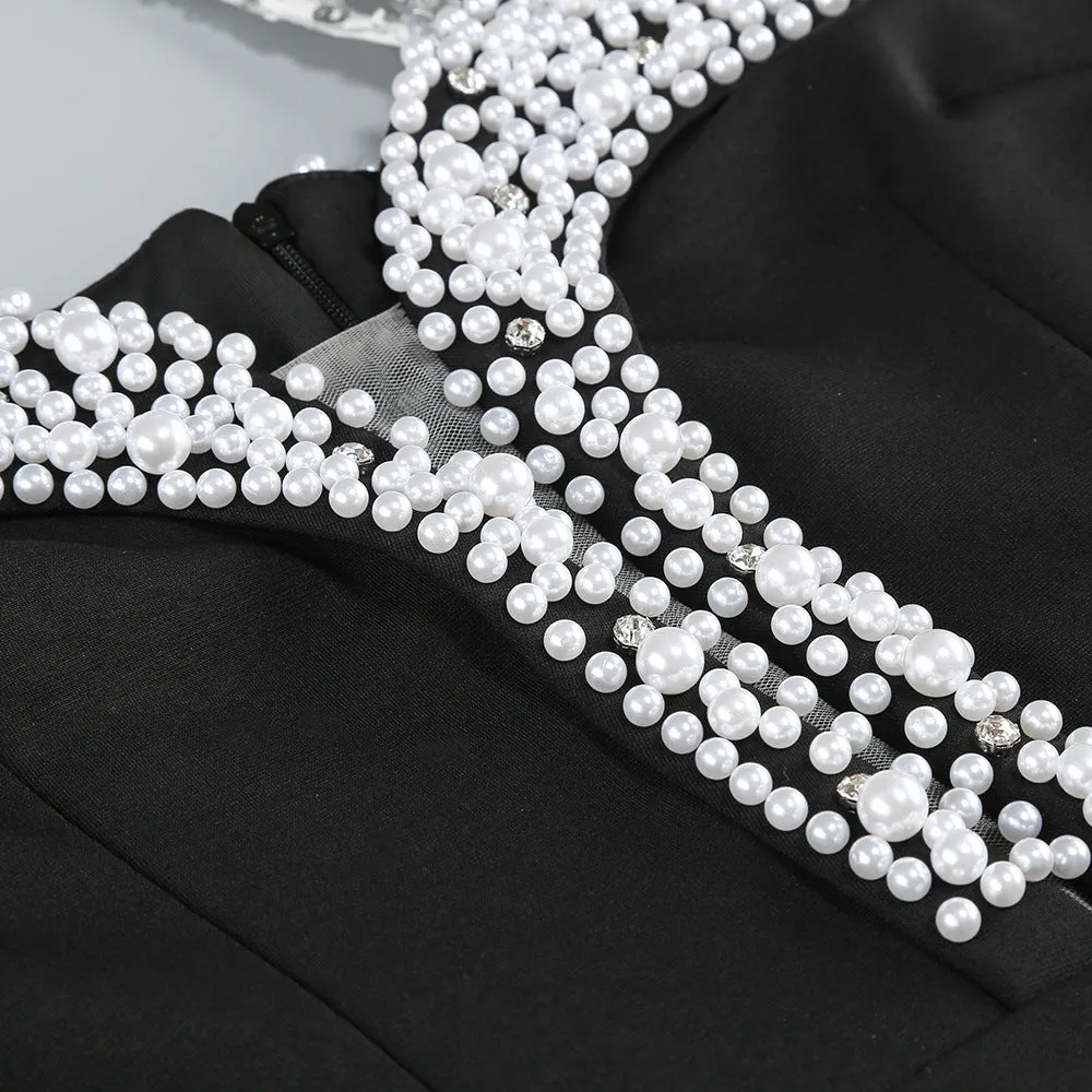 Halter Pearl Crystal-Trim Gown in black Gloria Lanvin