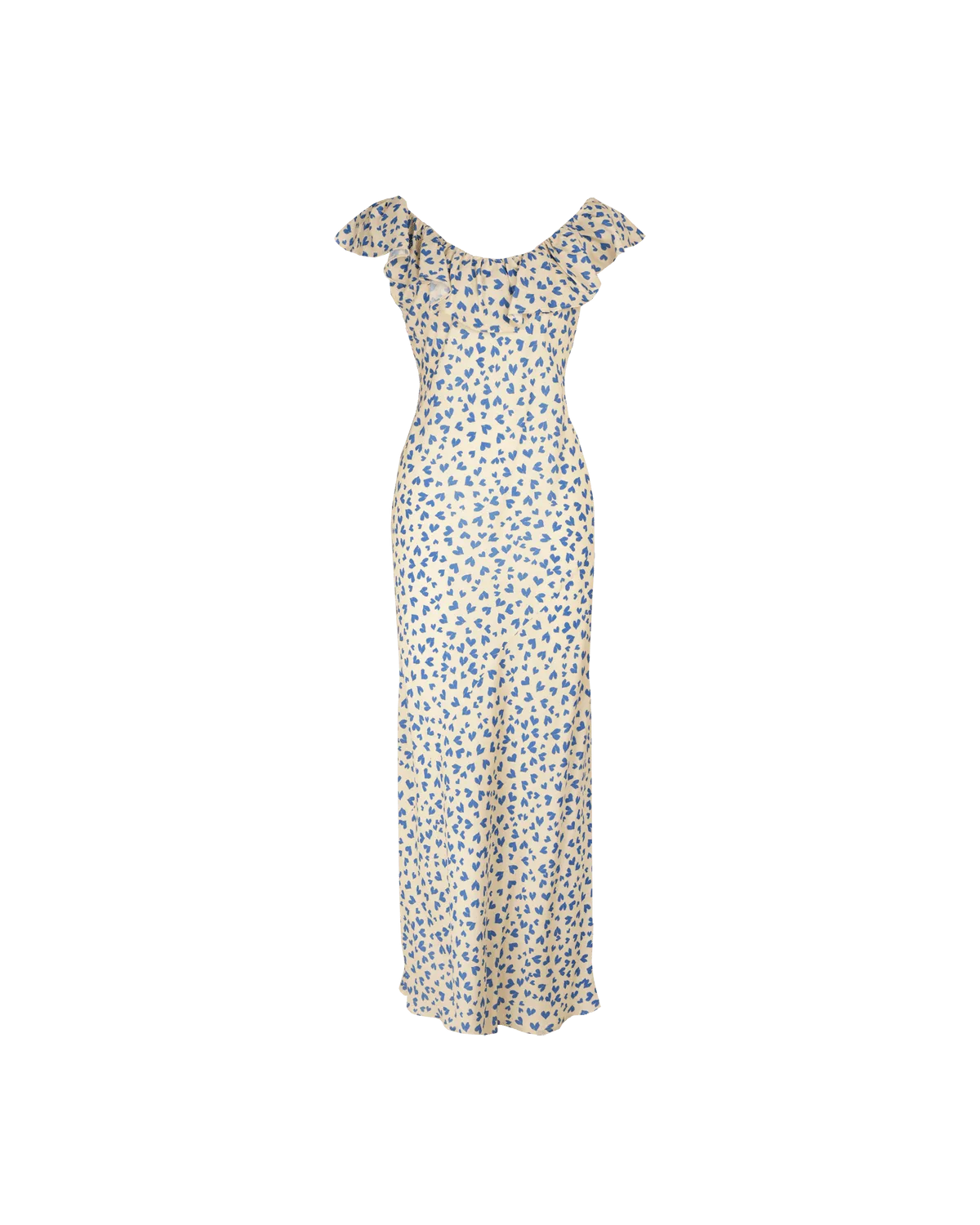 Hazel Ruffle Dress - Blue Scatter Hearts