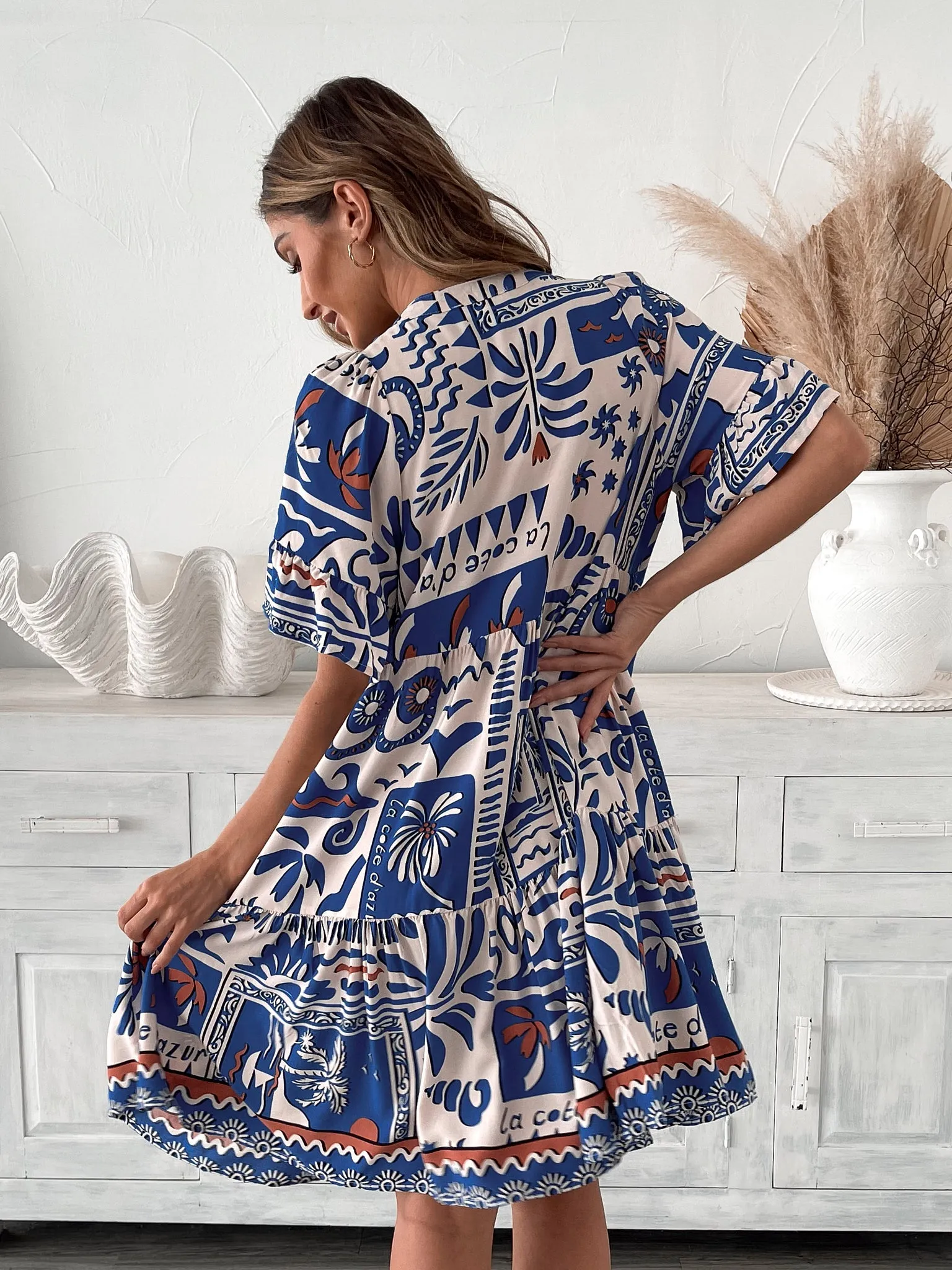 Heidy Dress - Blue Print