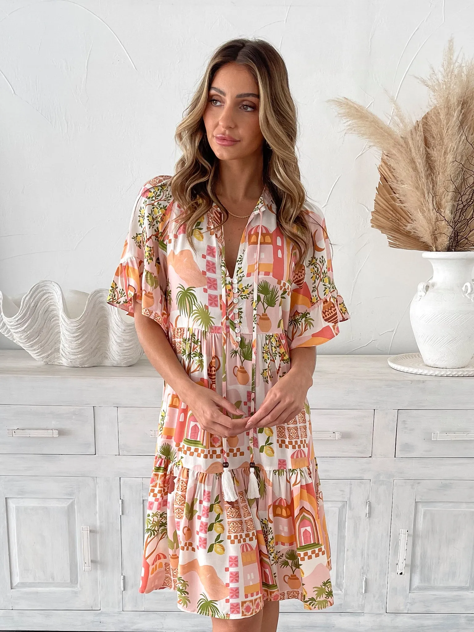 Heidy Dress - Pink Print
