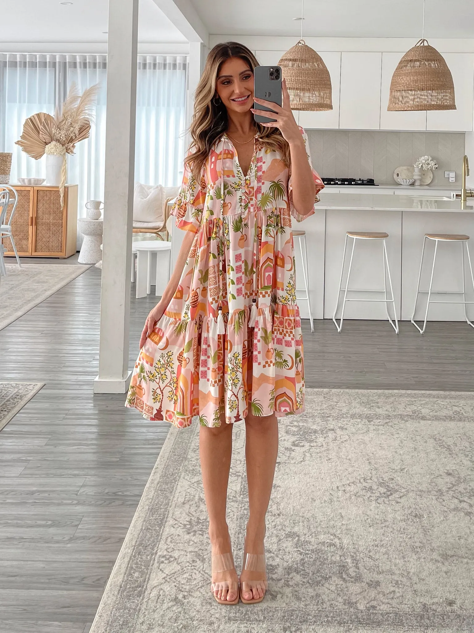 Heidy Dress - Pink Print