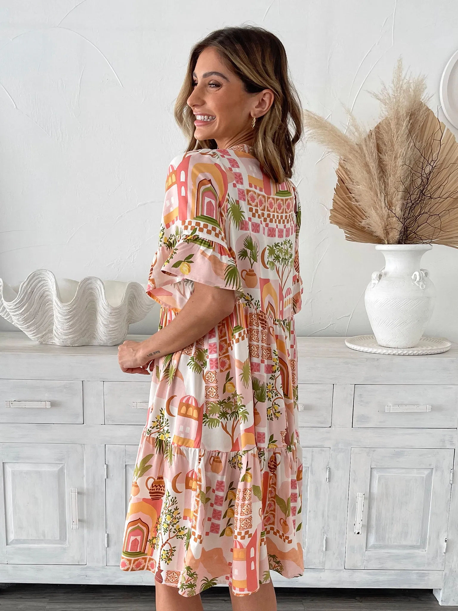 Heidy Dress - Pink Print