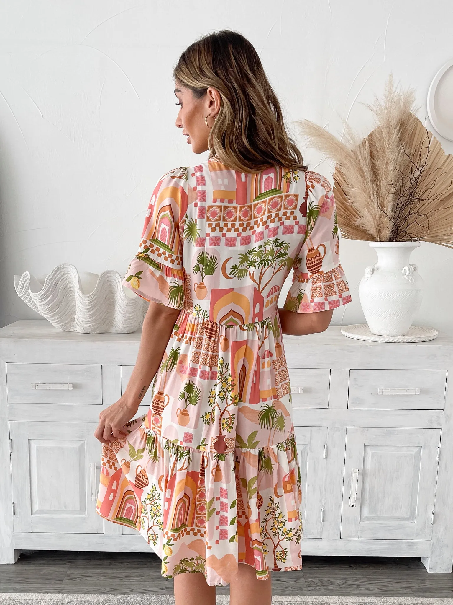 Heidy Dress - Pink Print
