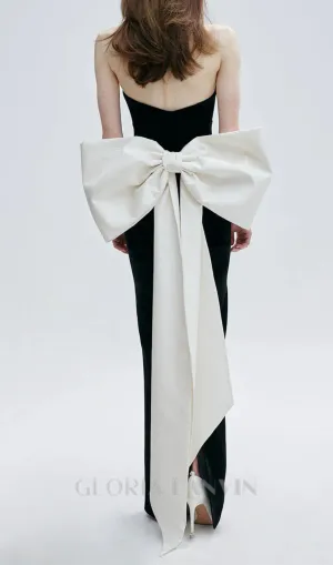 hermosa silk strapless bow gown in black Gloria Lanvin