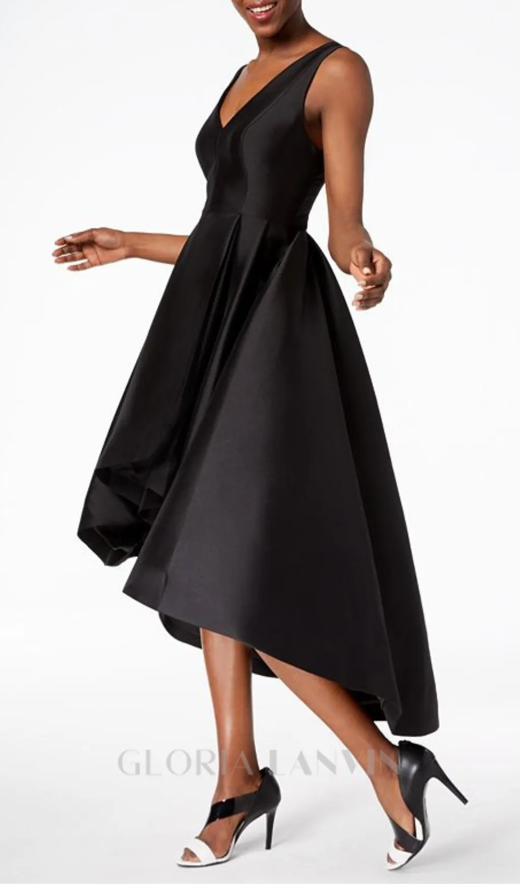 High-Low A-Line Gown in black Gloria Lanvin