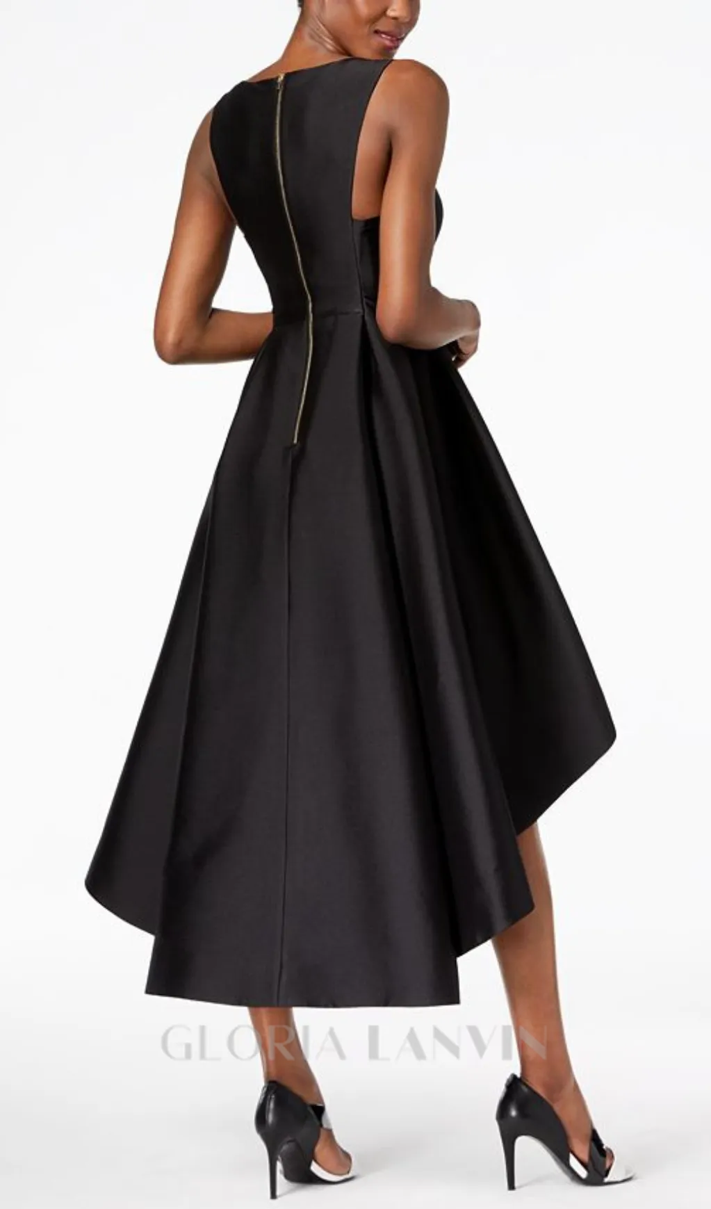 High-Low A-Line Gown in black Gloria Lanvin