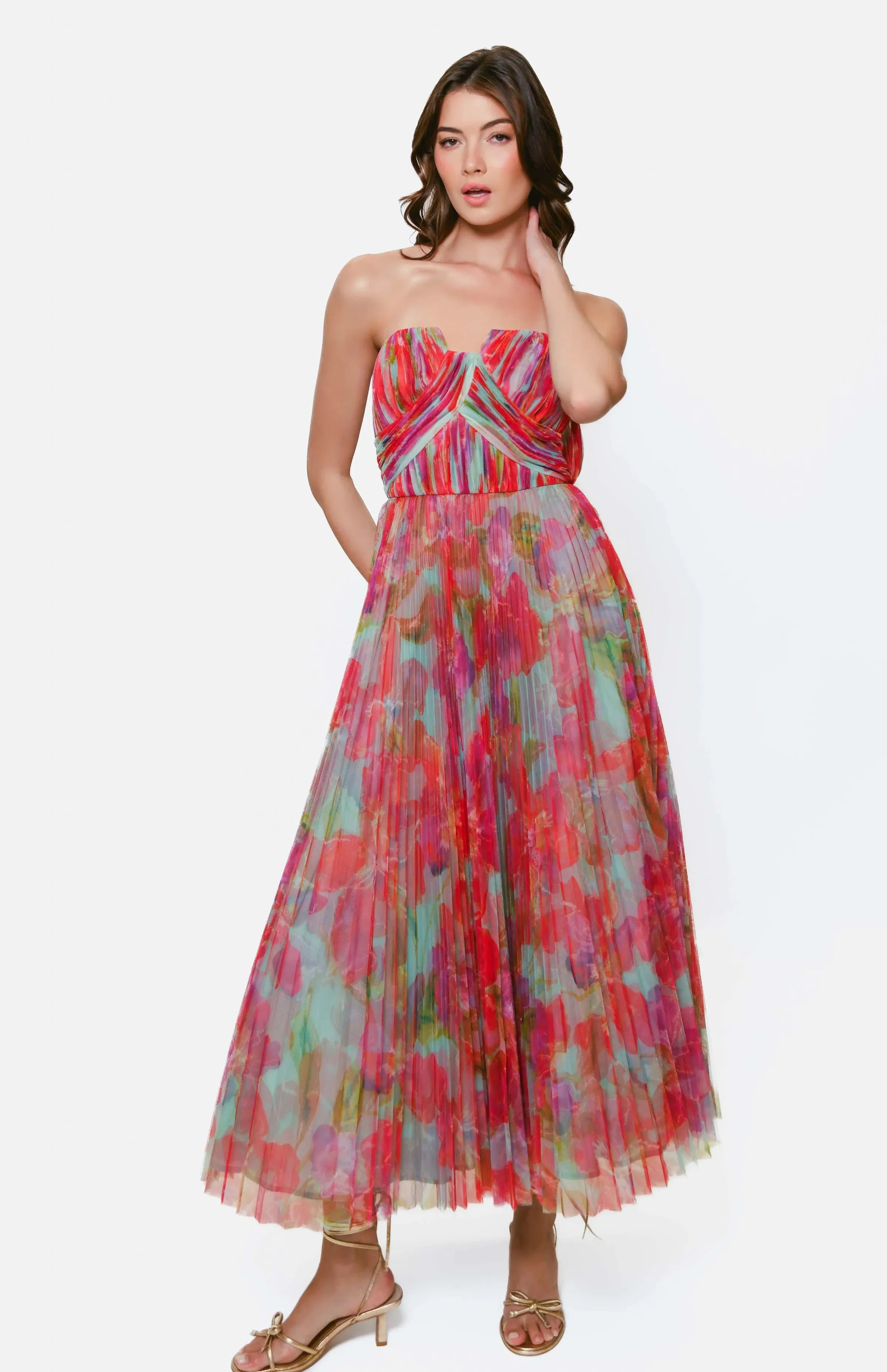 Hutch "Corene" A-line Foral Midi Dress 11331
