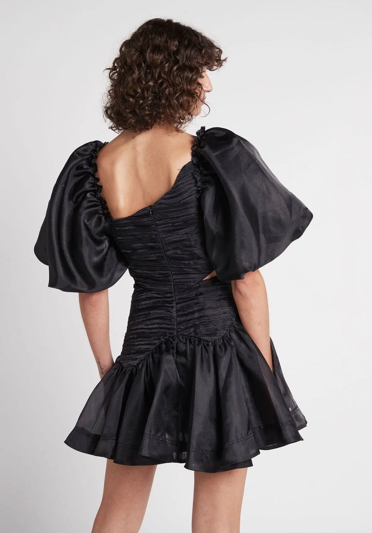 Joan Puff Sleeve Mini Dress - Black