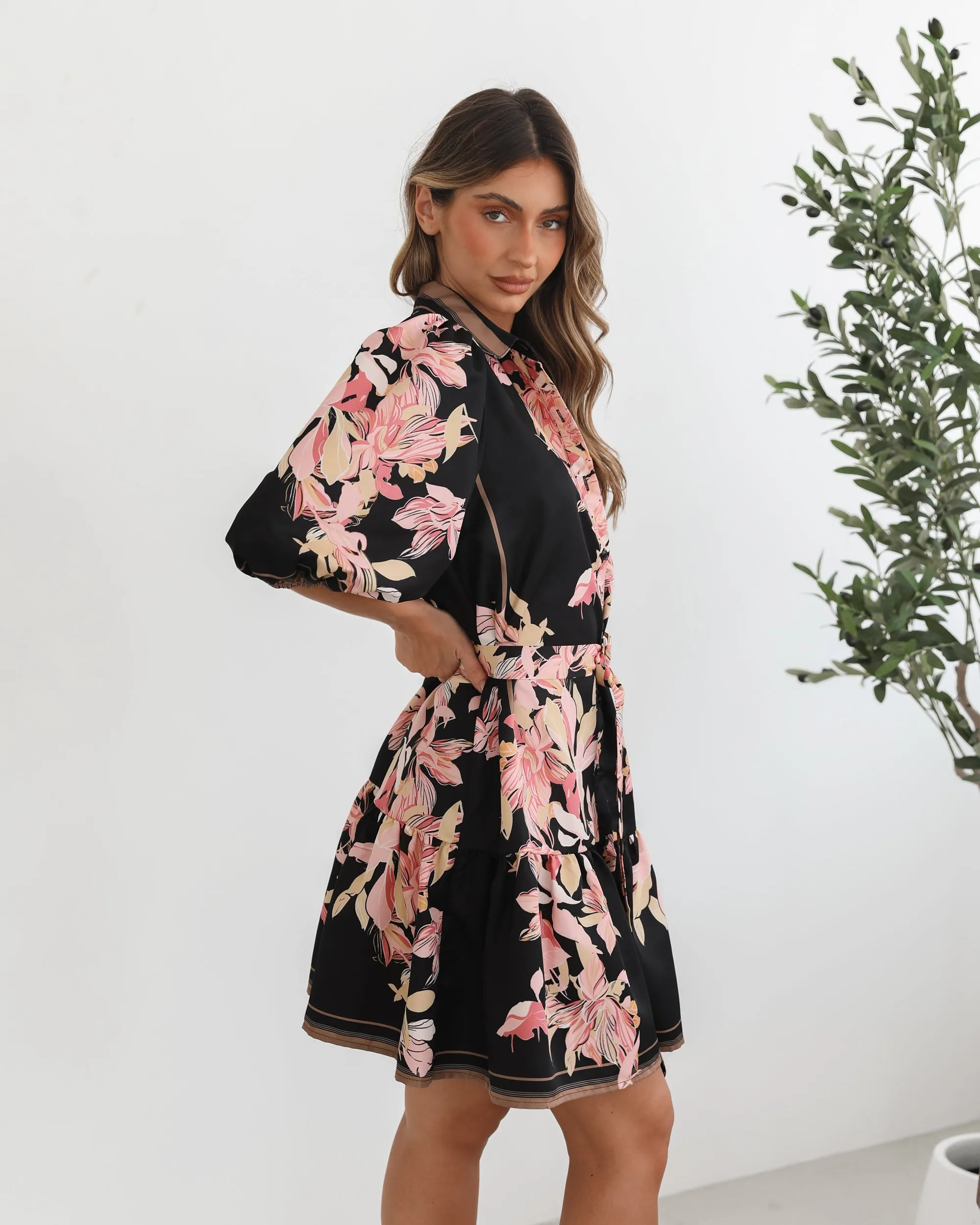 Jolette Dress - Black Floral