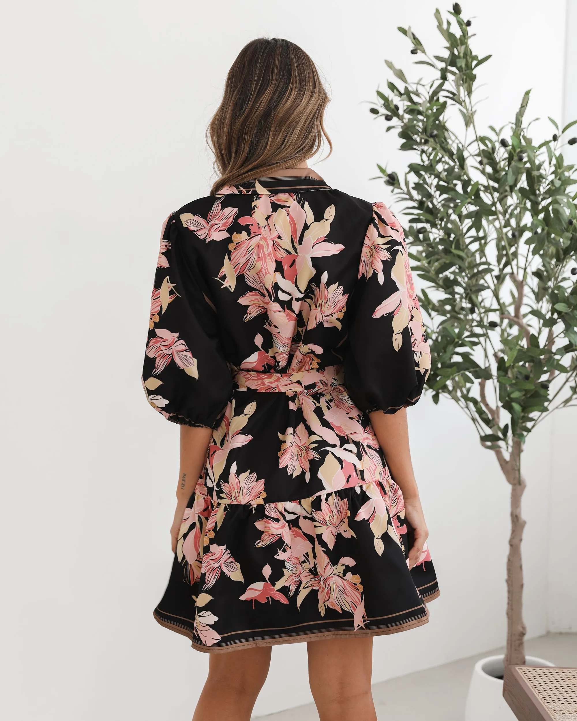 Jolette Dress - Black Floral