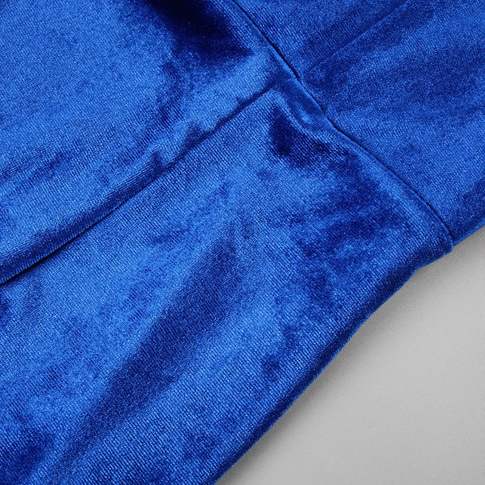 josephine off-shoulder velvet sash gown in blue Gloria Lanvin