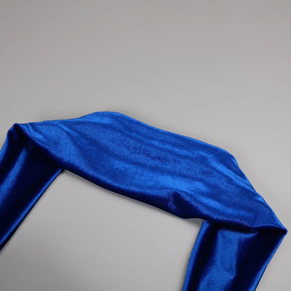 josephine off-shoulder velvet sash gown in blue Gloria Lanvin