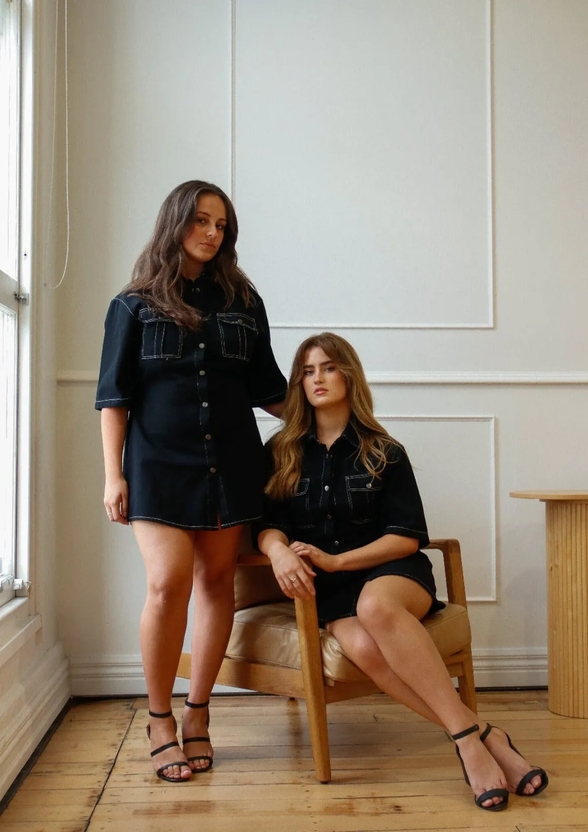 Kaneisha Denim Dress Black