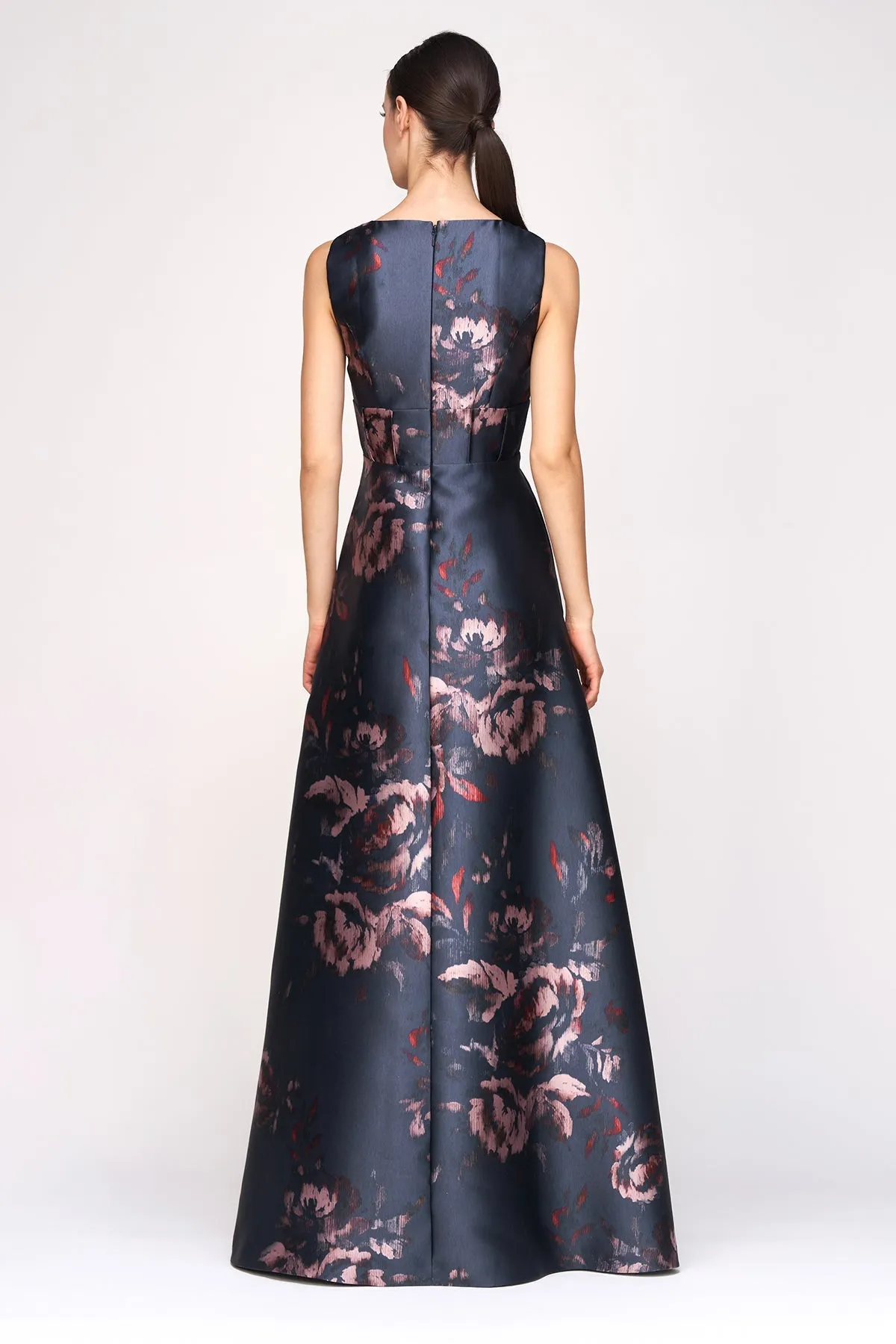 Kay Unger "Alexandra" V-Neck Floral Evening Gown 55112524