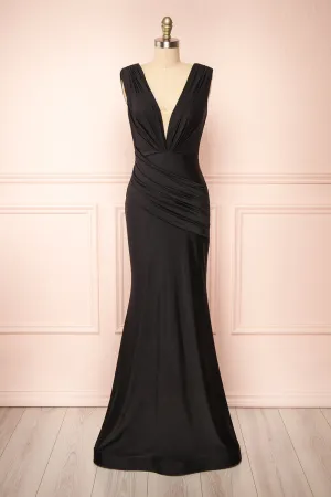Kaya Black | Draped Mermaid Gown
