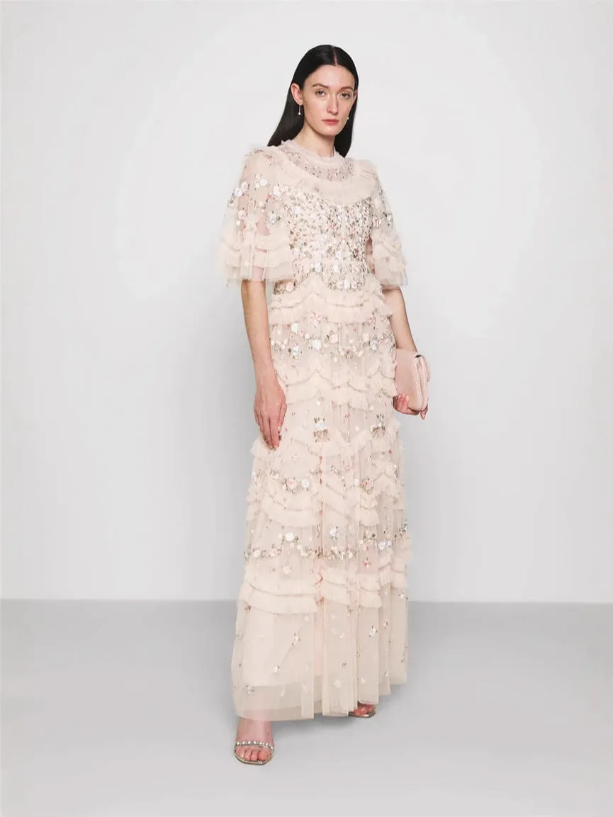 lalabelle tulle floral gown in apricot Gloria Lanvin