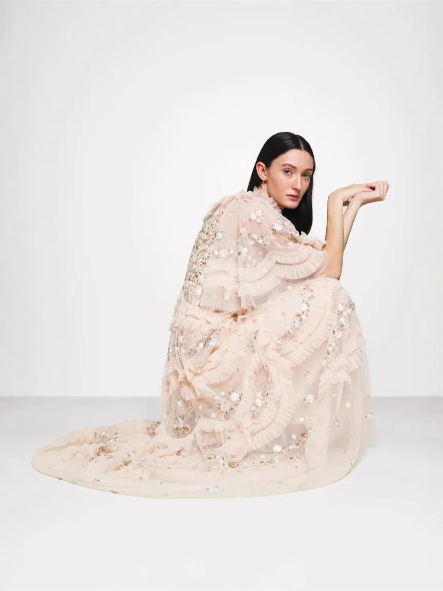 lalabelle tulle floral gown in apricot Gloria Lanvin