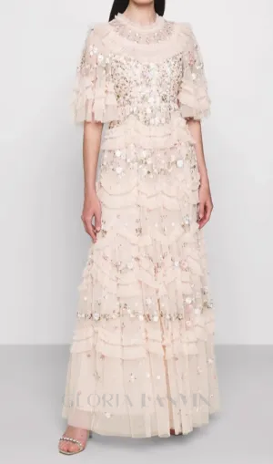 lalabelle tulle floral gown in apricot Gloria Lanvin